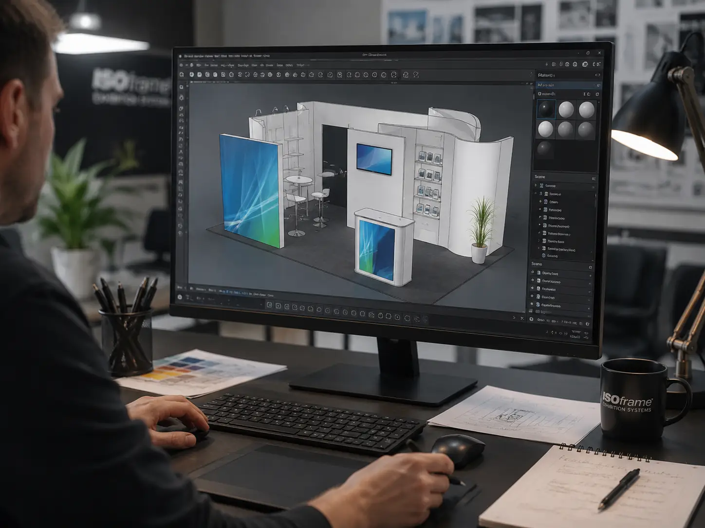 3D návrh výstavní sestavy ISOframe